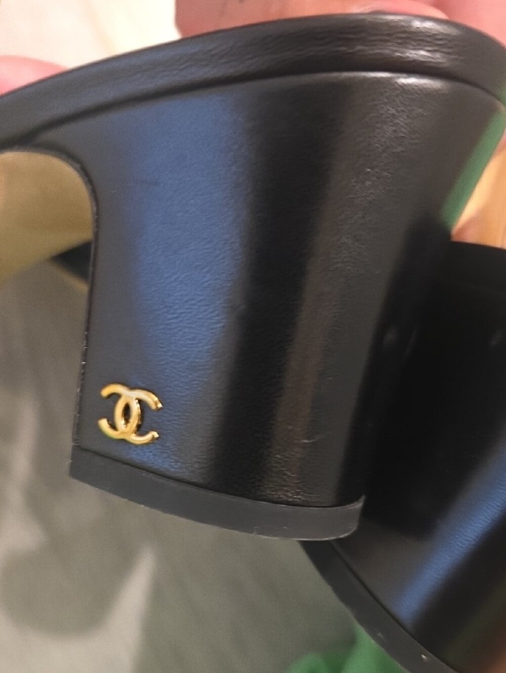 CHANEL Black Leather & Fabric Slingback Mules - Picture 6 of 7